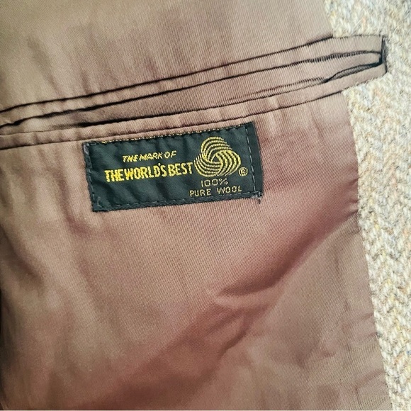 Stafford modern brown wool blazer jacket 46R double button business casual - Picture 10 of 14